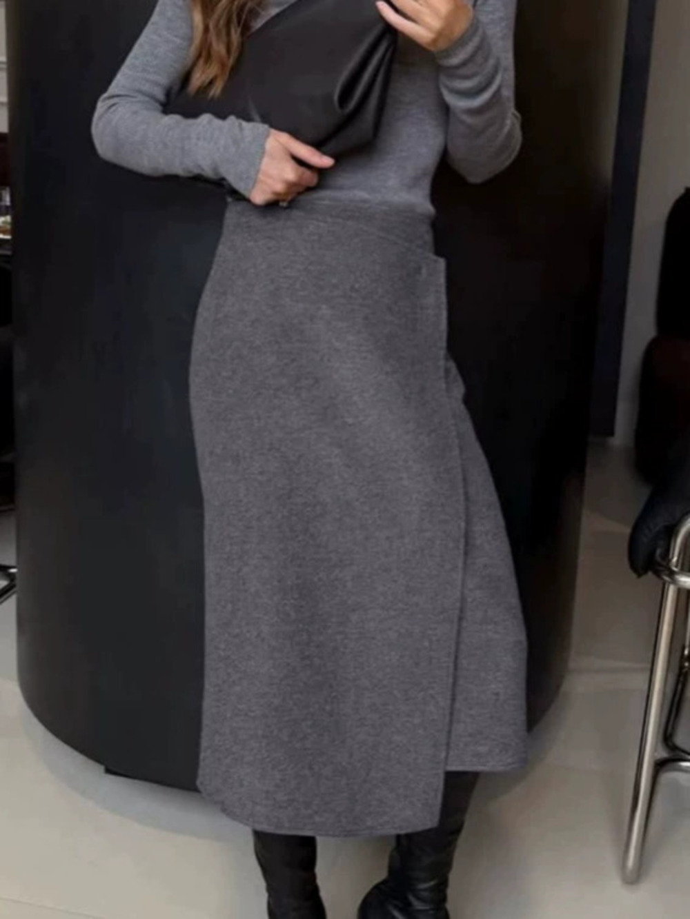 Forever 21 Gray Wool Midi Wrap Skirt Fall Winter
